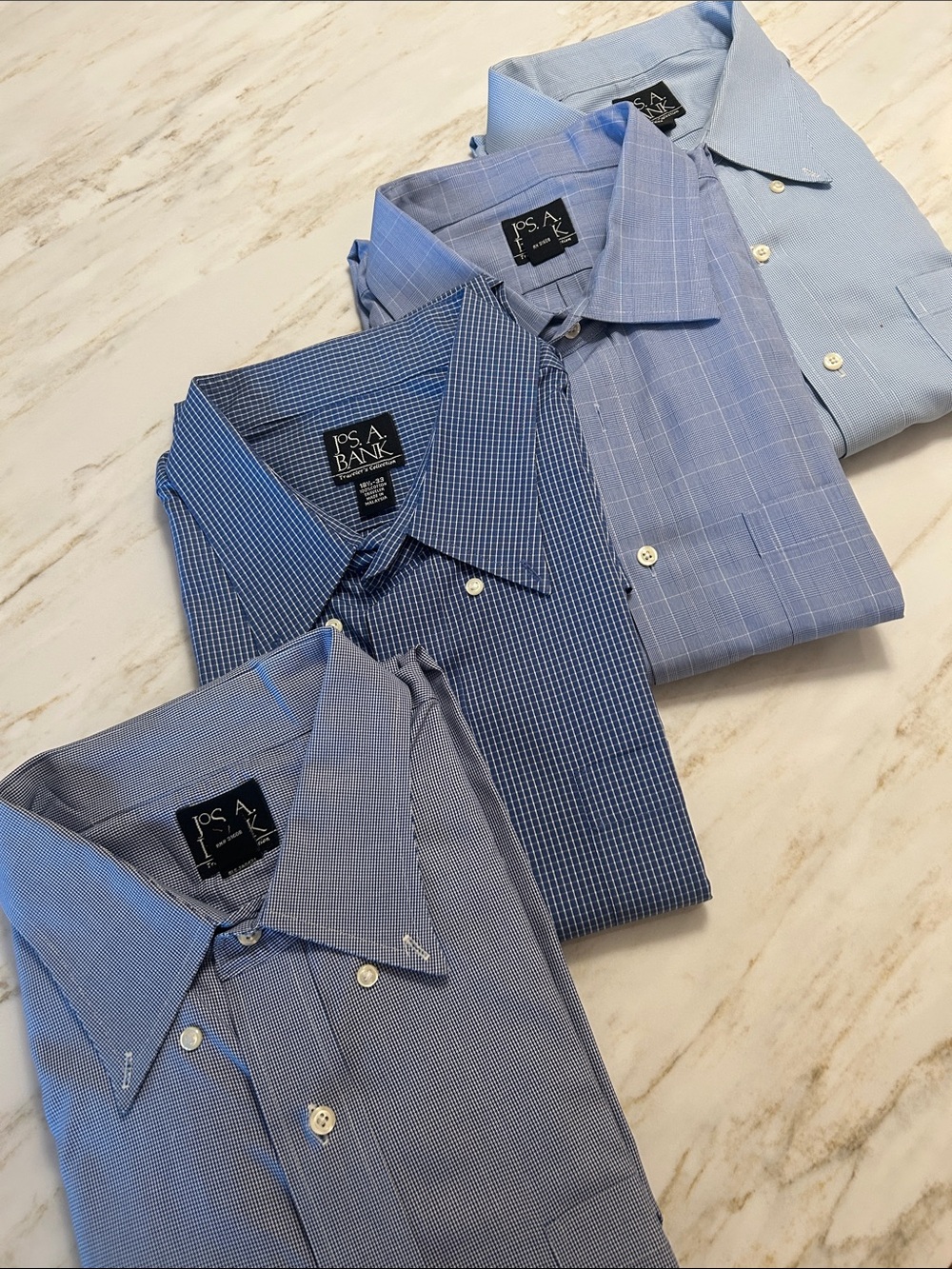 Jos. A. Bank Men’s long sleeve Dress Blue Shirt Bundle(4) - 18 1/2-33